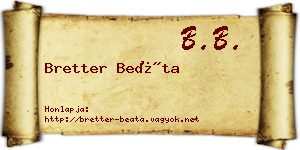 Bretter Beáta névjegykártya